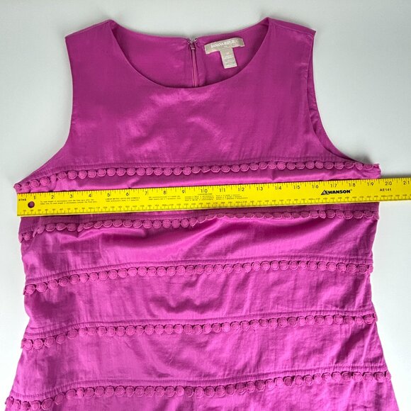 Banana Republic Top Women 14 Sleeveless Pink Pom Pom Lace Trim Cotton Blouse - Picture 10 of 14